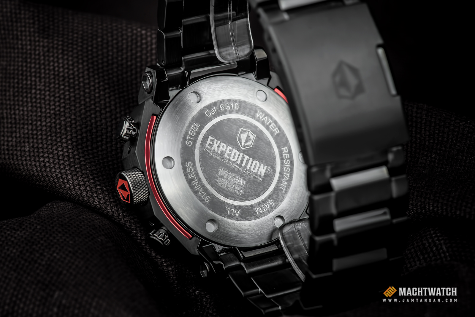 Expedition E 6385 MC BEPBA Chronograph Man Black Dial Stainless Steel Machtwatch